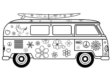 Retro Hippie Bus Car