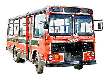 Retro Bus in watercolor