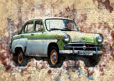 Retro Car in watercolor