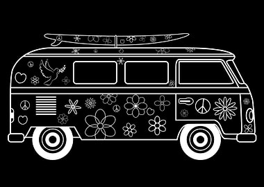 Retro Hippie Bus Car
