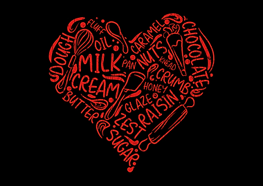 Baking Heart Funny Graphic