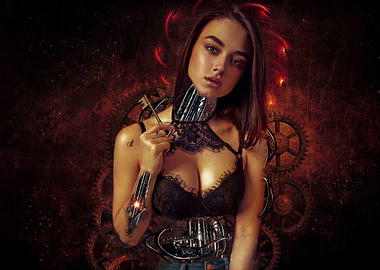 Fantasy Cyborg Woman Dark