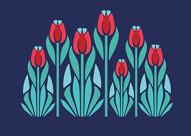 Art Nouveau Tulips Flowers