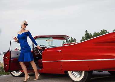 Girl and Cadillac