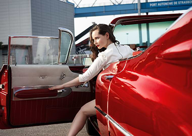 Girl and Cadillac