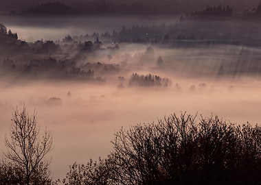 Autumn foggy mountains