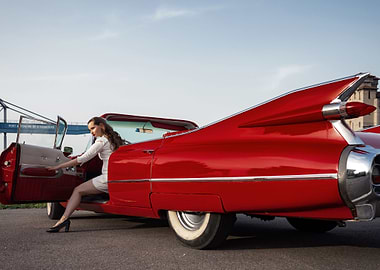 Girl and Cadillac