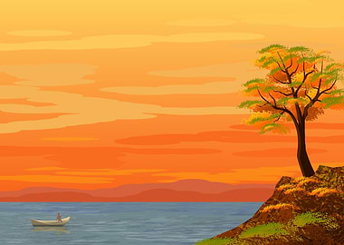 Lake fishing Illustrated