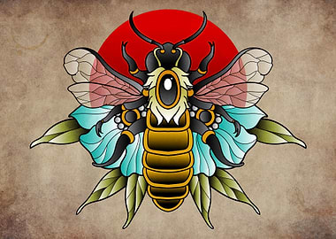 bee tattoo neotraditional