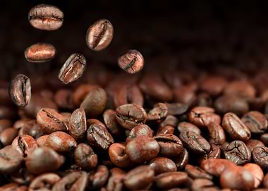 Falling coffee beans