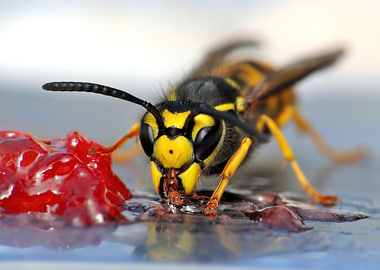 Wasp eating jelly