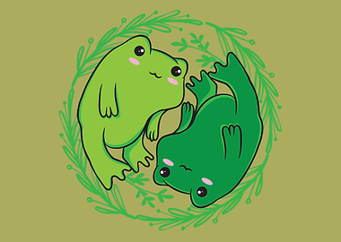 Cottagecore Frog Ying Yang