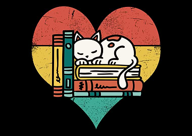 Book Heart Cat Lovers