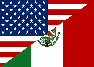 USA MEXICO Split Flag