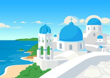 Santorini Greece painted