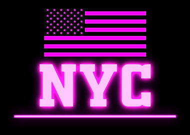 NYC USA FLAG PINK NEON