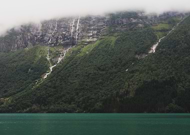 Mountainside by Lake