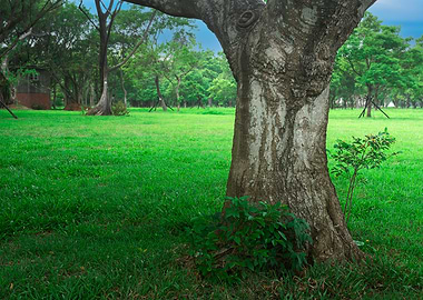Tree on green grass