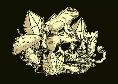 Cottagecore Frog And Skull