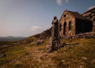 Stone Chapel in mountains