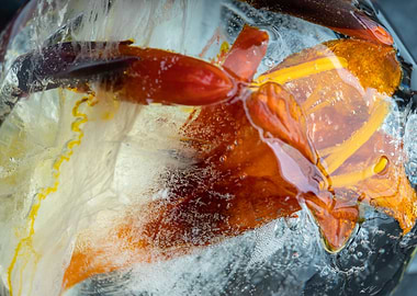 Crocosmia in ice ball 3