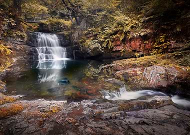 Autumn waterfall in Wales