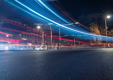 Night city traffic neon