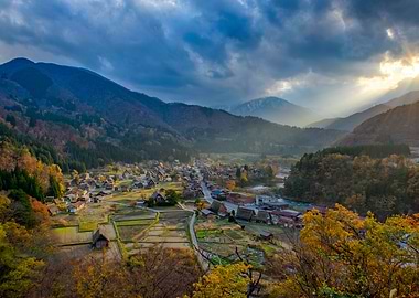 Netherlands village sunset