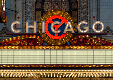 Lit up Chicago Theatre