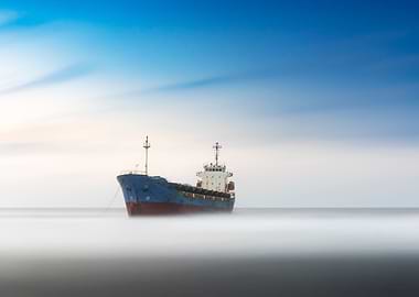 Cargo ship at anchor