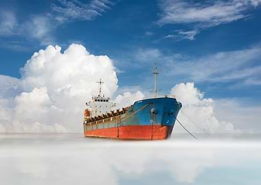Cargo ship at anchor