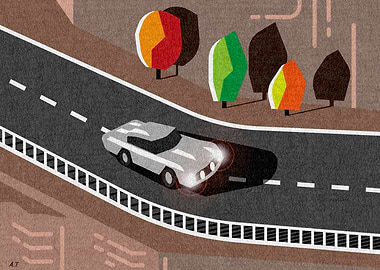 Car on mountain road