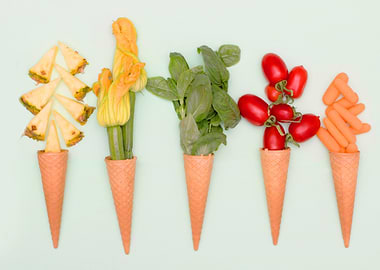cone waffle with fruit