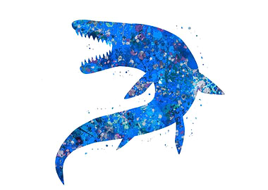 Mosasaurus Dino Blue Art