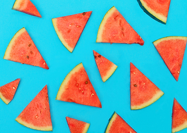 watermelon slices on blue
