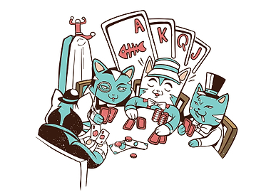 Vintage cats anime poker