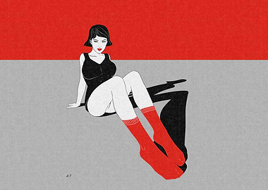 Woman in red socks