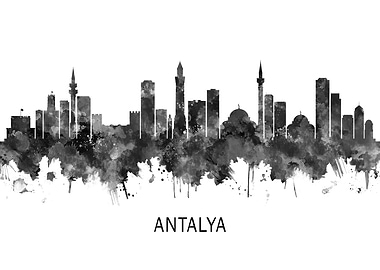 Antalya Turkey Skyline BW