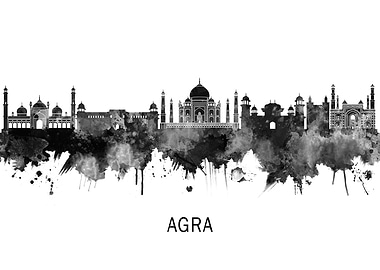 Agra India Skyline BW