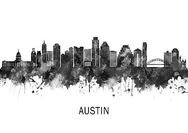 Austin Texas Skyline BW