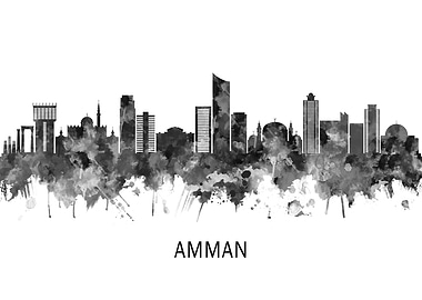 Amman Jordan Skyline BW