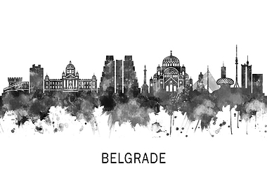 Belgrade Serbia Skyline BW
