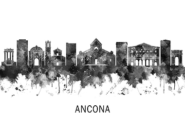 Ancona Italy Skyline BW