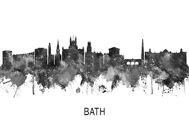 Bath England Skyline BW