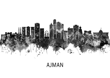 Ajman UAE Skyline BW