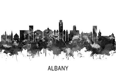 Albany New York Skyline BW