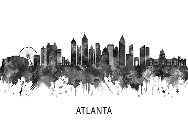 Atlanta Georgia Skyline BW