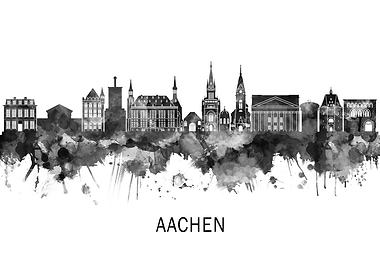 Aachen Germany Skyline BW