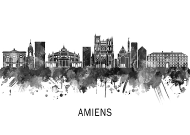 Amiens France Skyline BW