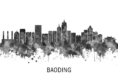 Baoding China Skyline BW